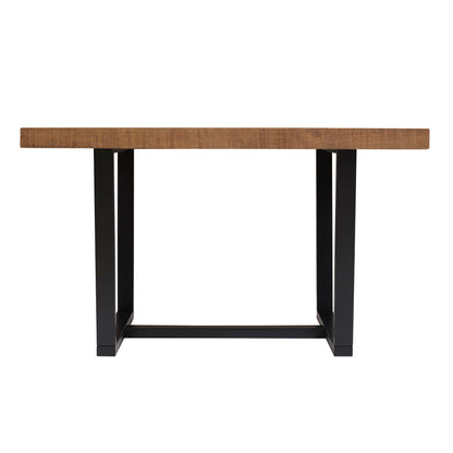 Rustic Metal And Solid Distressed Dining Table - Rustic Oak