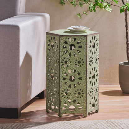 Galore - Side Table With Sunburst Cut Out Design - Green