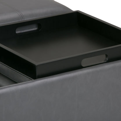 Avalon - Square Coffee Table Storage Ottoman - Stone Gray