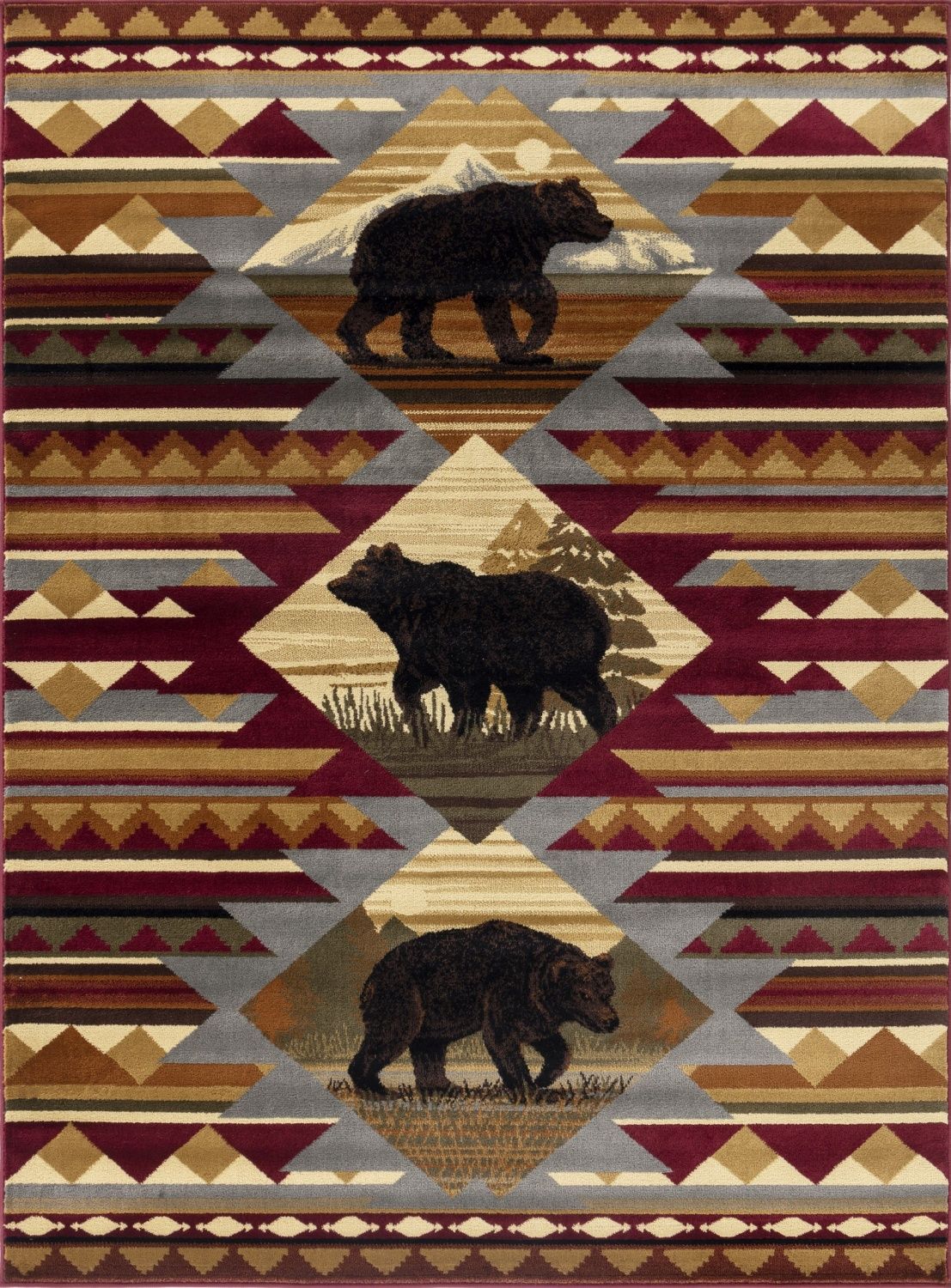 Nature's Nest - 7'10" X 10'3" Lodge Area Rug - Multi, Polyester