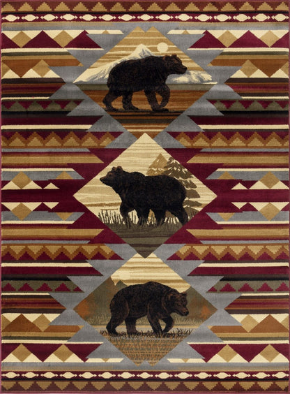 Nature's Nest - 7'10" X 10'3" Lodge Area Rug - Multi, Polyester