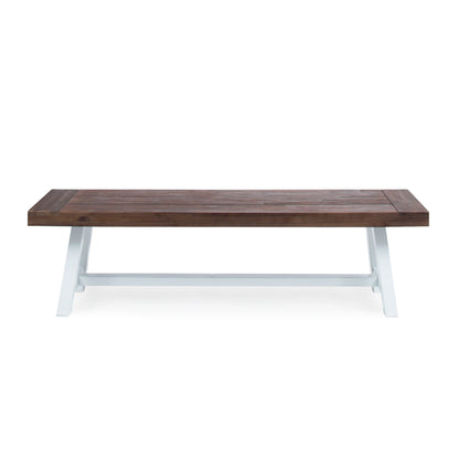 Tranquilizer - Outdoor Bench With Slat Panel Design (Set of 2) - Dark Brown / White