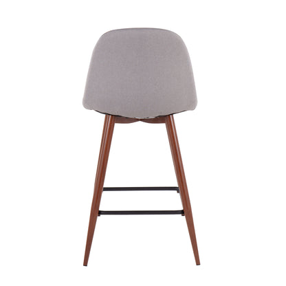 Pebble - Mid-Century Modern Counter Stool (Set of 2) - Walnut / Light Gray