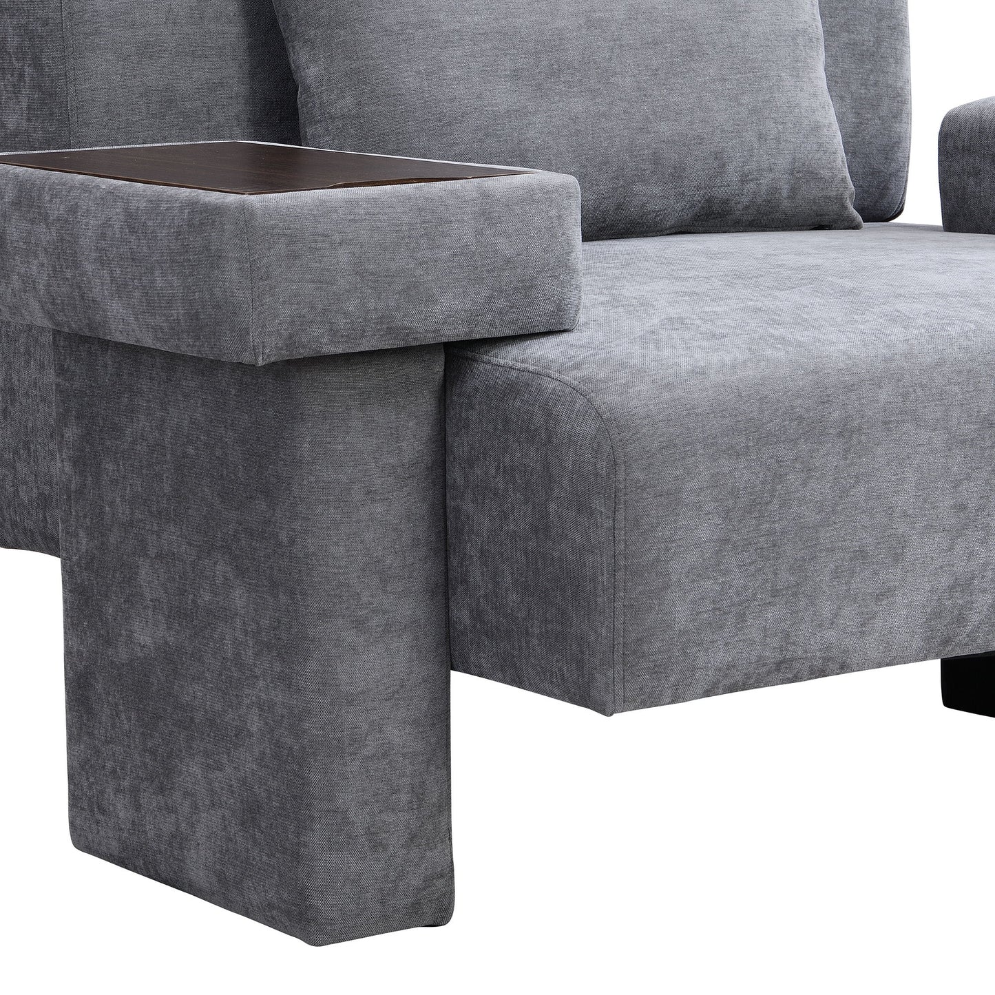 Modern Oversized Armchair, Wide Mid-Century Chair With Pillow Upholstered, Sturdy Wood Frame & Soft Cushion For Living Room - Gray