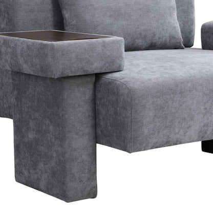 Modern Oversized Armchair, Wide Mid-Century Chair With Pillow Upholstered, Sturdy Wood Frame & Soft Cushion For Living Room - Gray