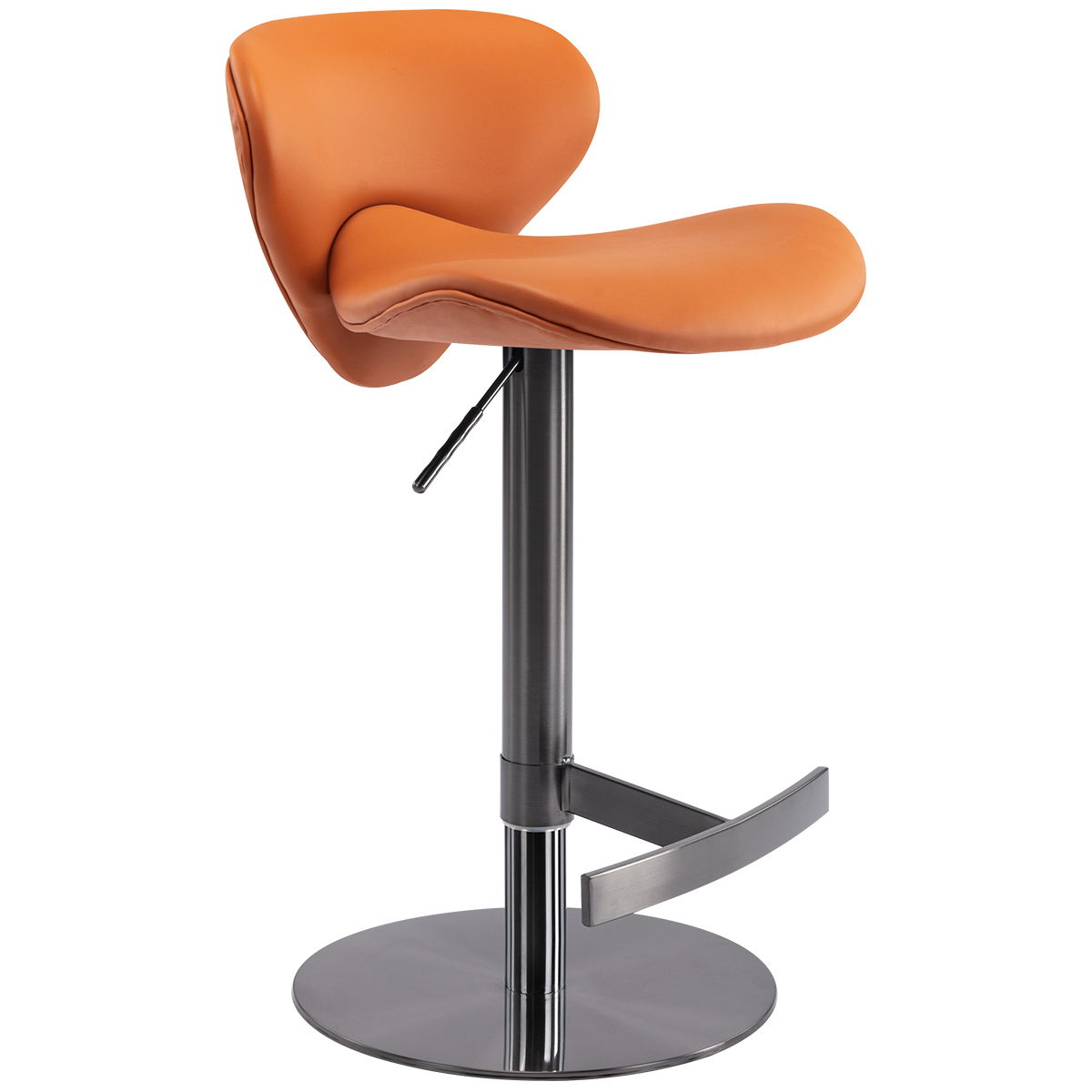 Swivel Titanium Stainless Steel Bar Stool, Adjustable Height For Kitchen Counter And Dining Room - Brown