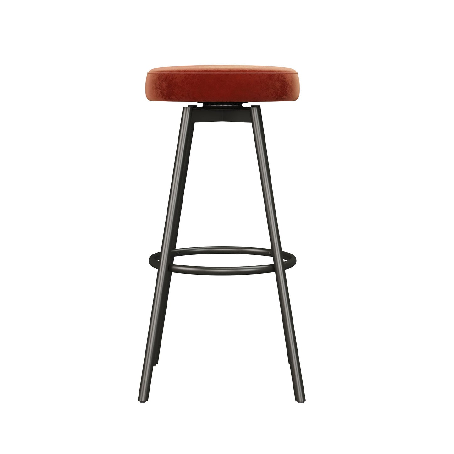 Modern Glam Upholstered Faux Velvet Bar Stool - Rust