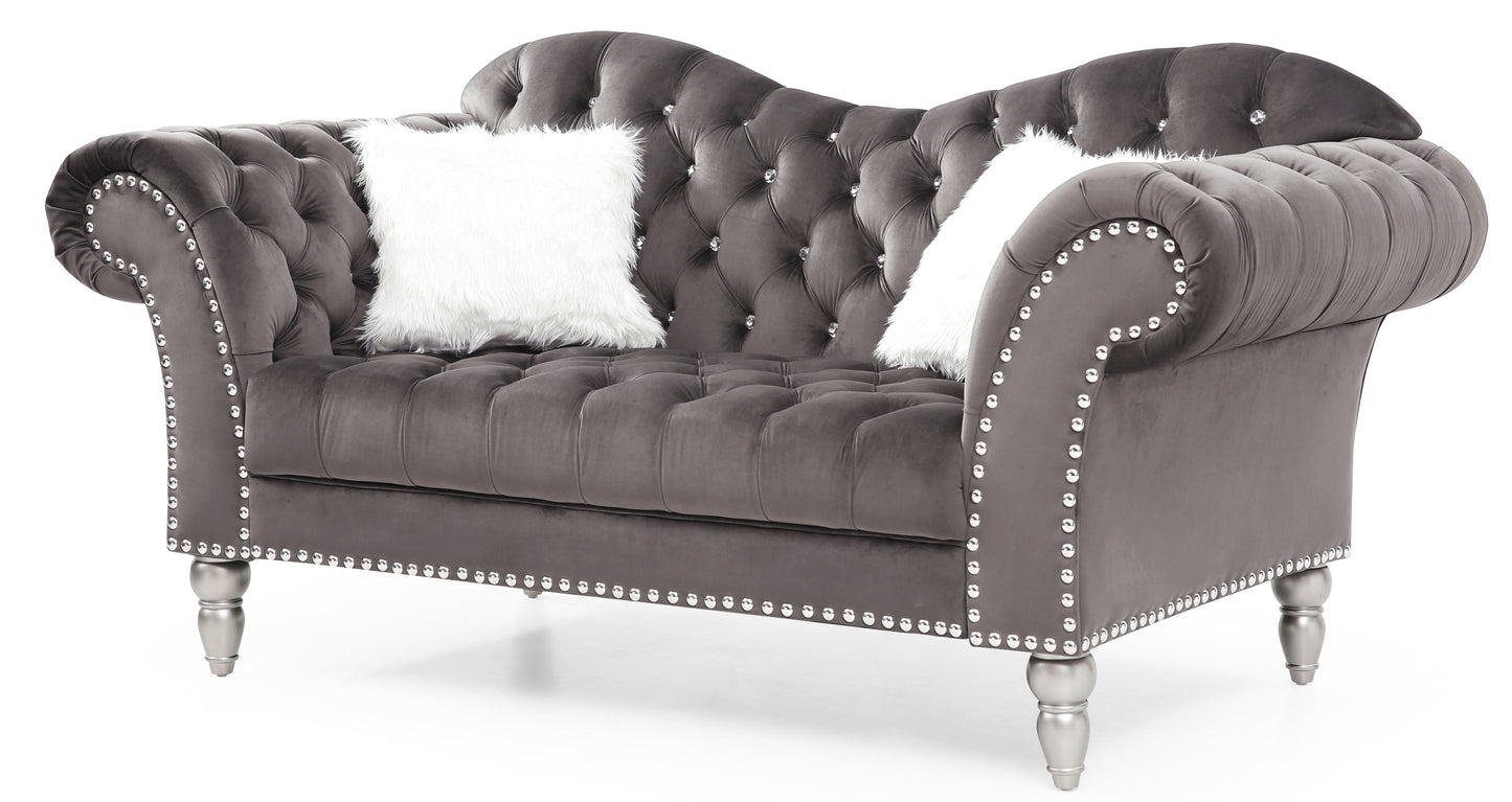 Cozy Traditional Loveseat - Dark Gray