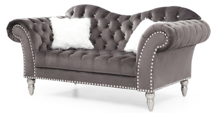 Cozy Traditional Loveseat - Dark Gray