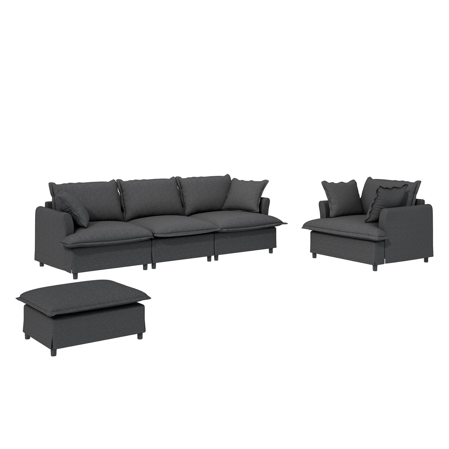 Ottoman Module For Modular Sectional Sofa Wide Seat - Gray