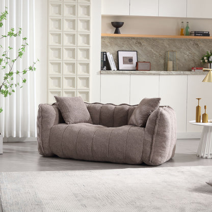 Soft Beanbag Chair With High Resilience Foam Core For Two People - Brown