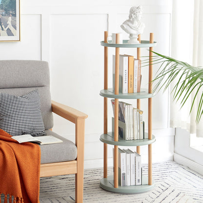 Storage Shelf, 360ÔøΩÔøΩÔøΩÔøΩÔøΩÔøΩÔøΩÔøΩÔøΩÔøΩÔøΩÔøΩÔøΩÔøΩÔøΩ Rotating Bookshelf, 4 Tier Bookcase With Large-Capacity Storage Space, Multifunctional Storage Rack, Compact Design For Living Room - Natural