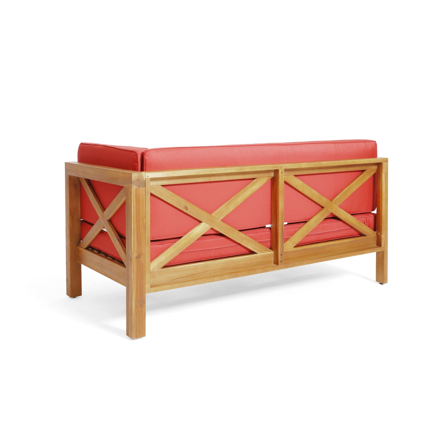 Brava - X Back Corner Bench R With Coffee Table - Red