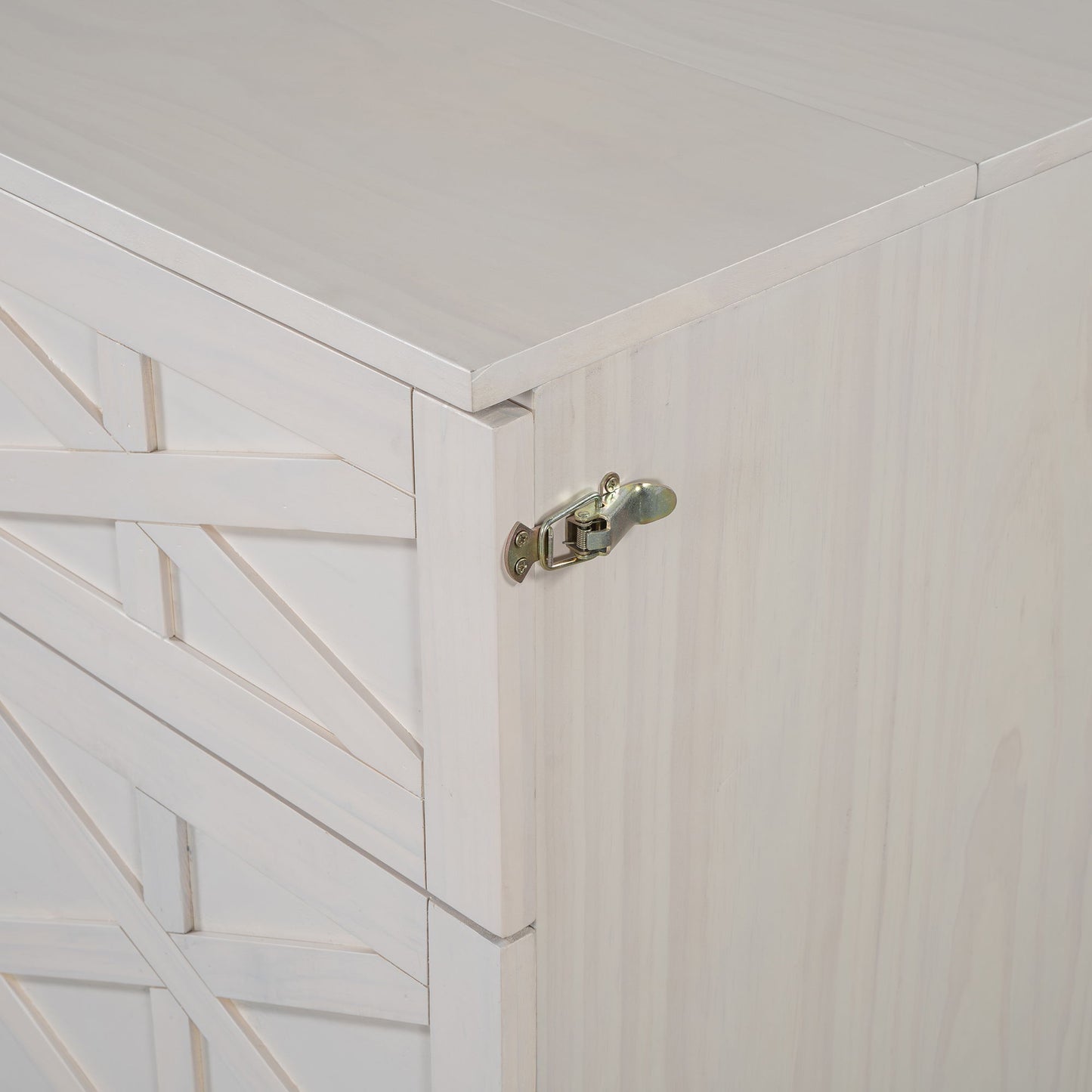 Queen Size Murphy Bed With Large Drawers - Brushed White