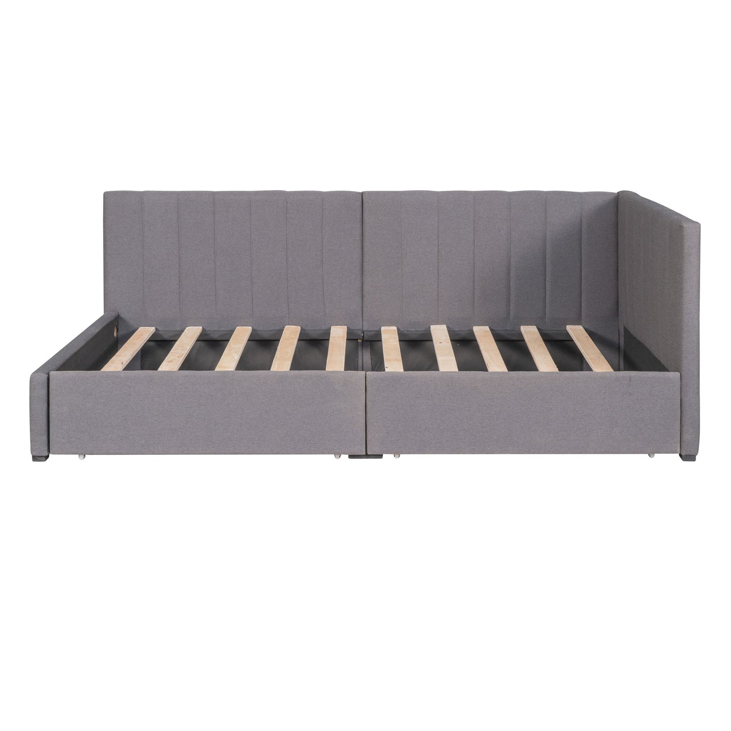 Twin Size Upholstered Daybed With 2 Storage Drawers, Sofa Bed Frame No Box Spring Needed - Gray