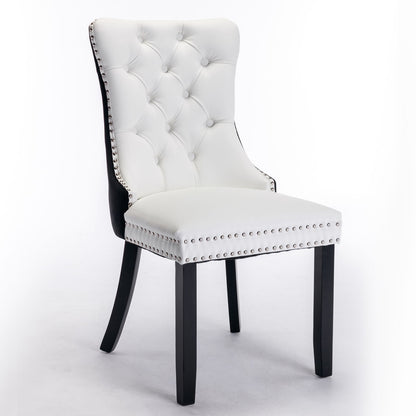 Nikki - Modern, High-End Tufted Solid Wood Contemporary And Velvet Upholstered Dining Chair With Wood Legs Nailhead Trim (Set of 2) - White / Black
