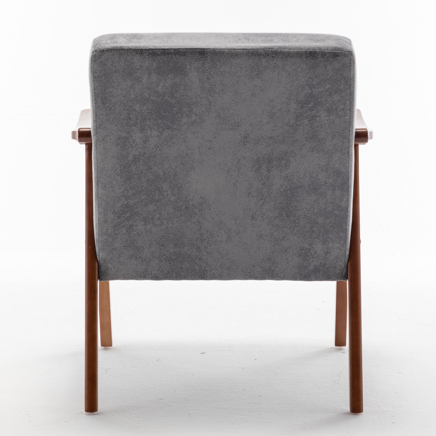 Mid Century Modern Wingback Accent Chair With Solid Wood Frame And Extra Thick Backrest - Lounge Chair For Living Room, Bedroom, Or Reading Room - Gray