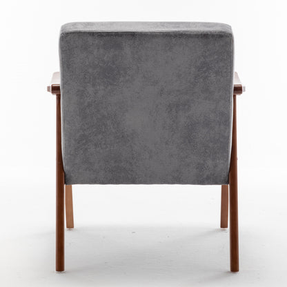 Mid Century Modern Wingback Accent Chair With Solid Wood Frame And Extra Thick Backrest - Lounge Chair For Living Room, Bedroom, Or Reading Room - Gray