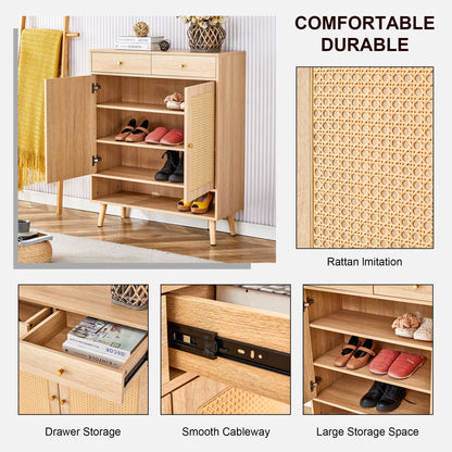 Multi Functional Modern Minimalist Shoe Cabinet Seamlessly Fits Into Nordic, Japanese, And Industrial Style Interiors - Natural Wood