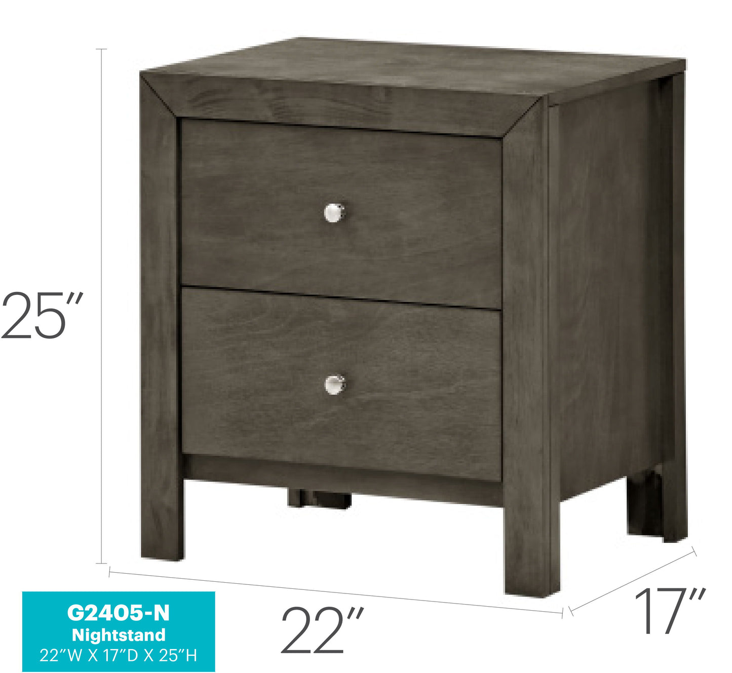 Chic Transitional Drawers Nightstand - Gray