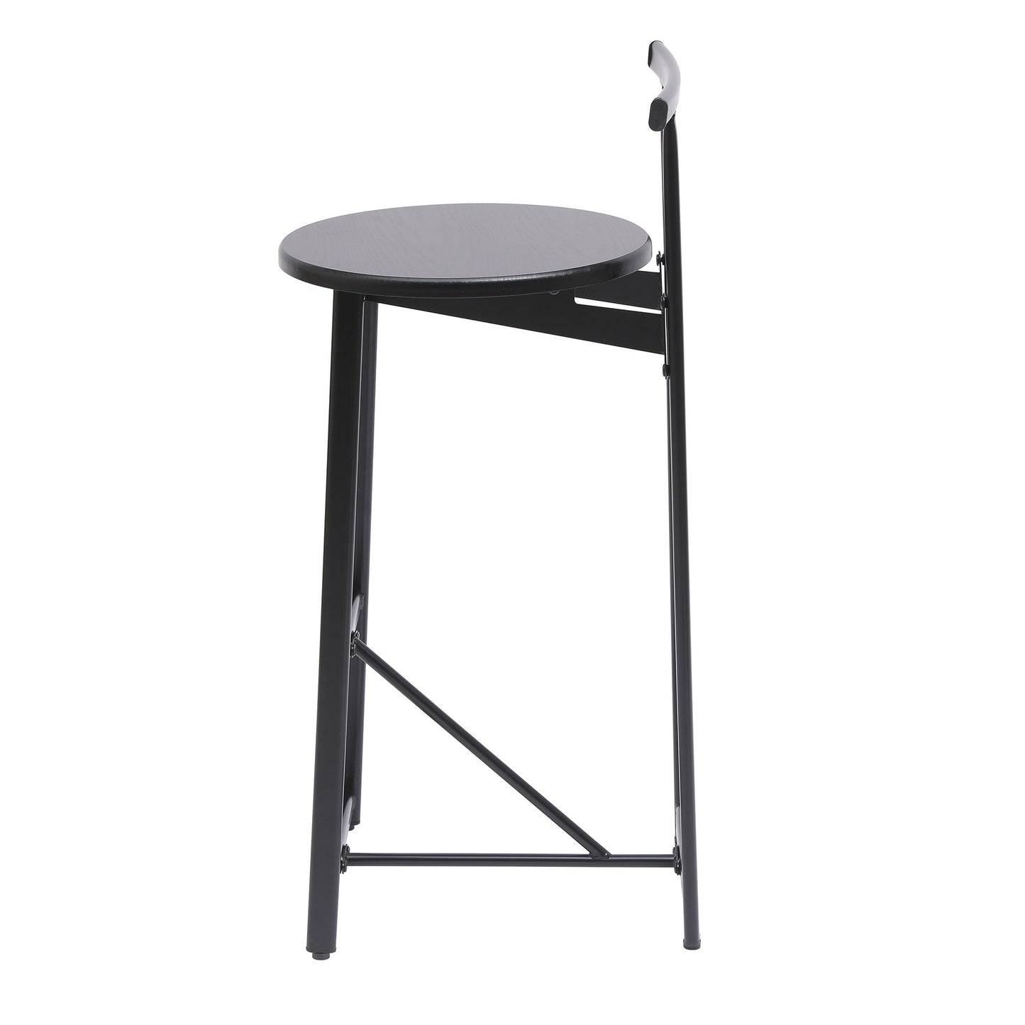 Modern Kitchen Bar Stools (Set of 3) With Footrest - Black