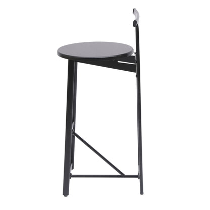 Modern Kitchen Bar Stools (Set of 3) With Footrest - Black