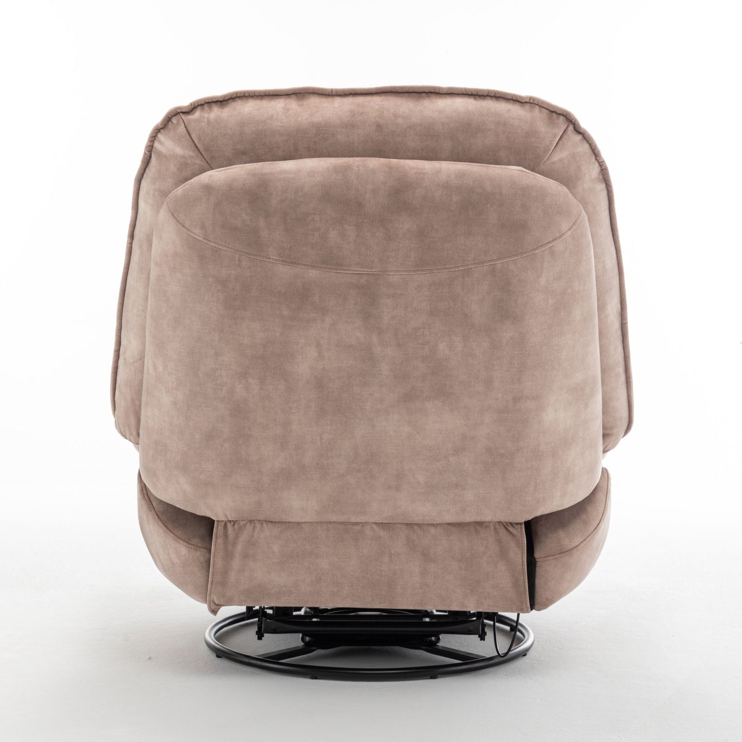 Modern Swivel Gliding Recliner Chair With Rocking Function And Phone Holder - Large Comfortable Reading Chair Stamped Velvet - Natural Brown