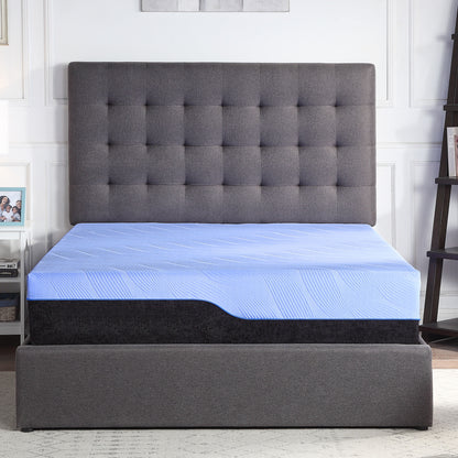 Refresh - 12" Twin Long Size Hybrid Cooling Gelcare Memory Foam And Coil Mattress - Blue