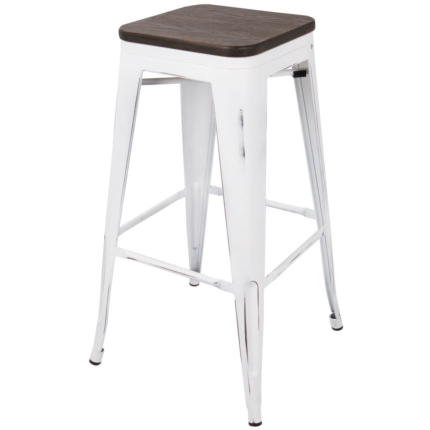 Oregon - Industrial Stackable Barstool (Set of 2) - Vintage White / Espresso