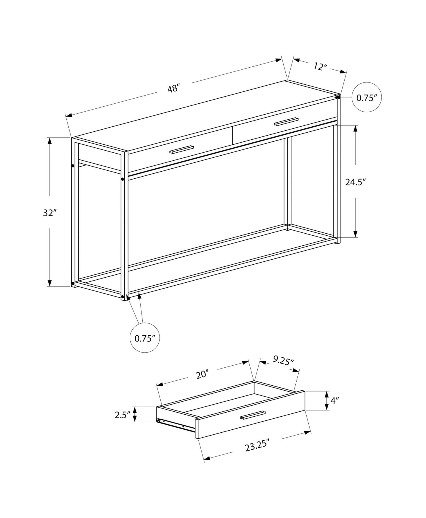 Accent Console Table For Entryway, Storage Drawer - Gray
