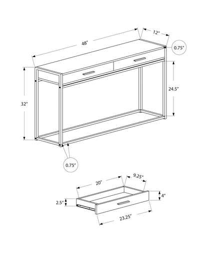 Accent Console Table For Entryway, Storage Drawer - Gray