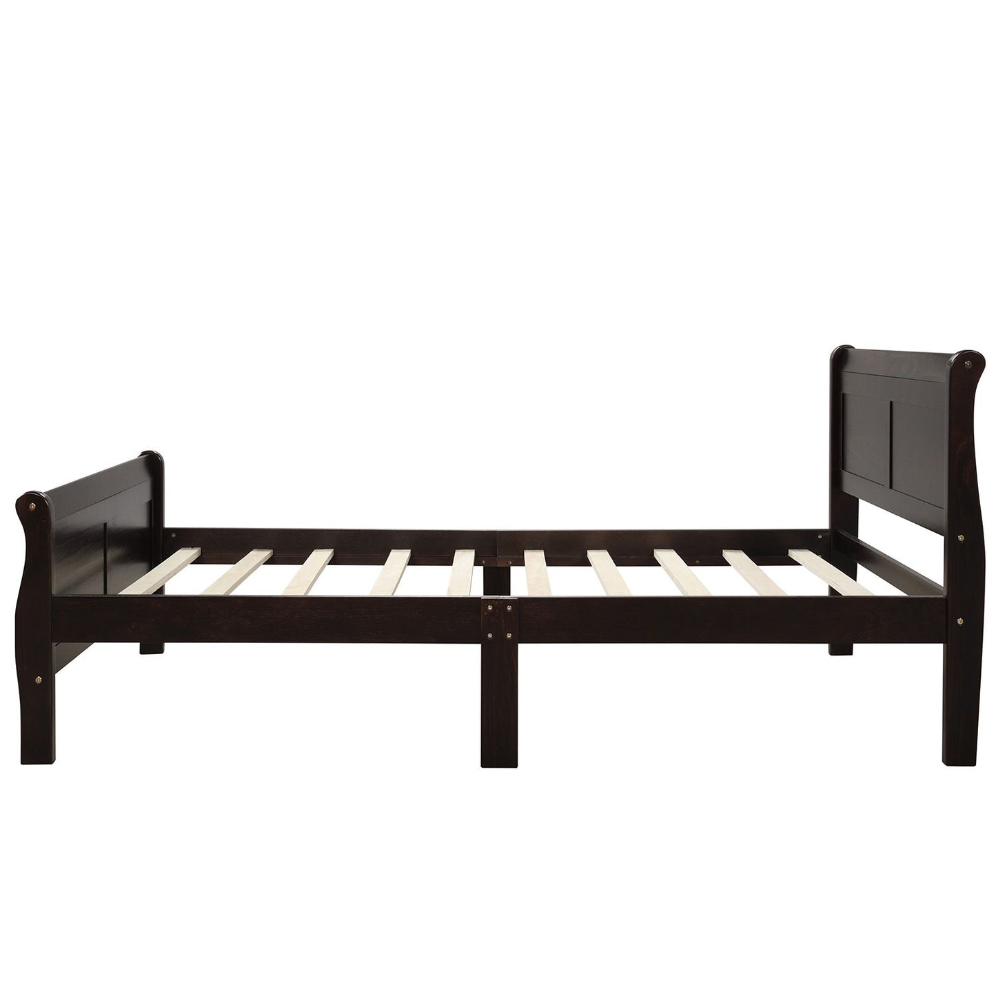 Twin Platform Bed Frame Mattress Foundation Sleigh Bed With Headboard, Footboard, Slat Support - Espresso