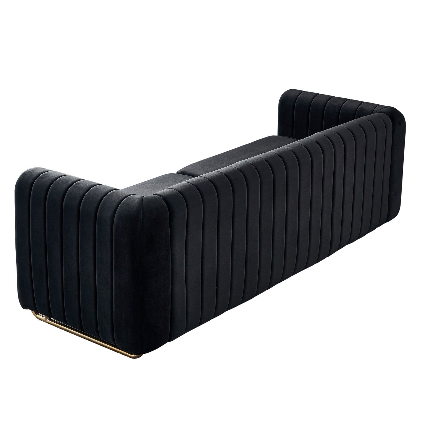 Contemporary Velvet Sofa Couch For Living Room - Black