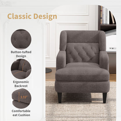 Upholstered Accent Chair Tufted Armchair For Living Room, Russet - Brown