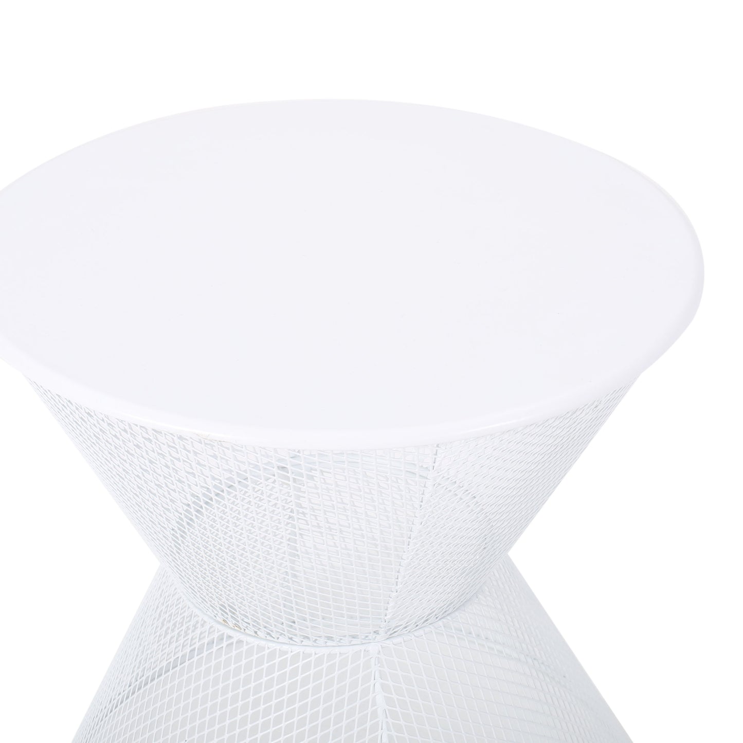 Contemporary Nevada Side Table With Mesh Design - Matte White