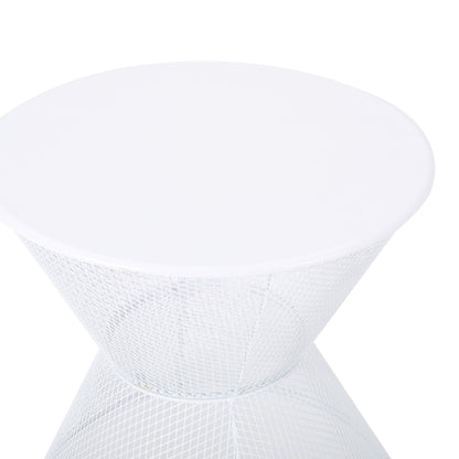 Contemporary Nevada Side Table With Mesh Design - Matte White