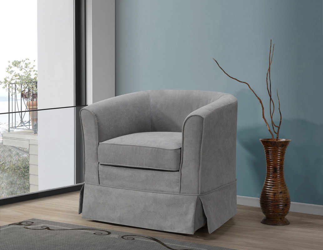 Tucker - Woven Fabric Swivel Barrel Chair - Steel Gray
