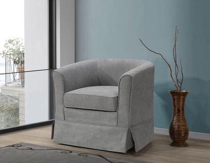Tucker - Woven Fabric Swivel Barrel Chair - Steel Gray