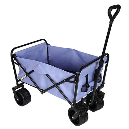 100L Collapsible Folding Beach Wagon Cart With 220Lbs Large Capacity, Wagons Carts Heavy Duty Foldable With Big Wheels For Sand, Garden, Camping - Purple