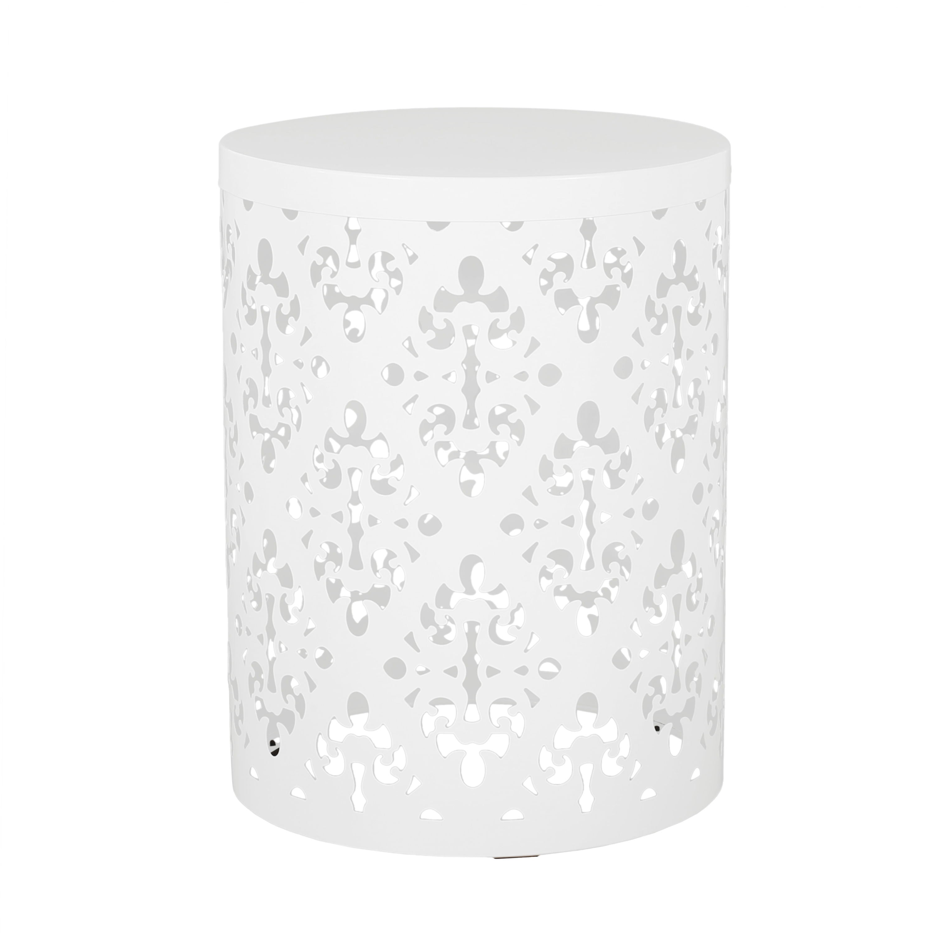 Outdoor Metal End Table, Large - White
