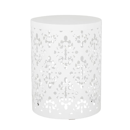 Outdoor Metal End Table, Large - White