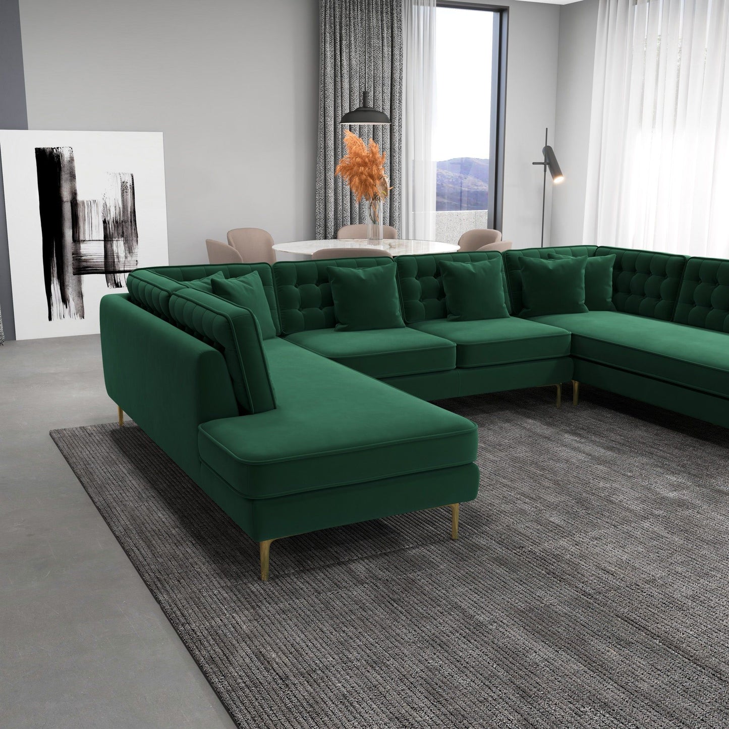 Brooke - U Shape Corner Sofa - Green