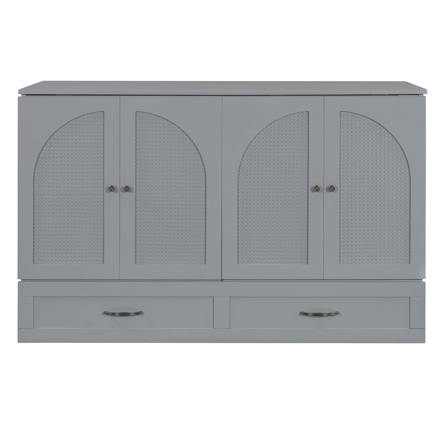 Queen Size Murphy Bed With Large Drawers - Gray