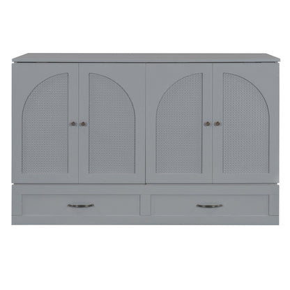 Queen Size Murphy Bed With Large Drawers - Gray