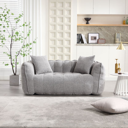 Soft Beanbag Chair With High Resilience Foam Core For Two People - Gray