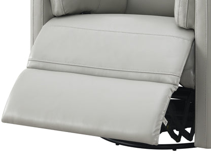 Sagen - Faux Leather Glider Recliner With Swivel - Gray