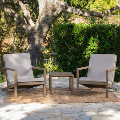 Celestaria - 3 Piece Outdoor Chat Set With Adirondack Chairs, Cushions And Side Table - Gray