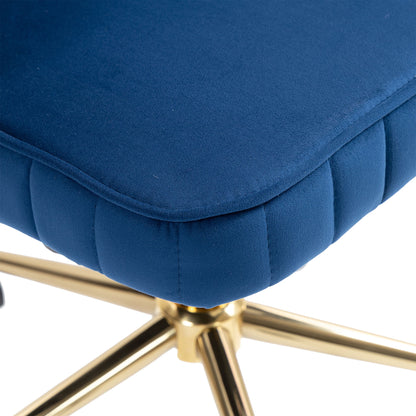 Modern Home Office Desk Chair With Adjustable Height And Swivel Wheels - Navy