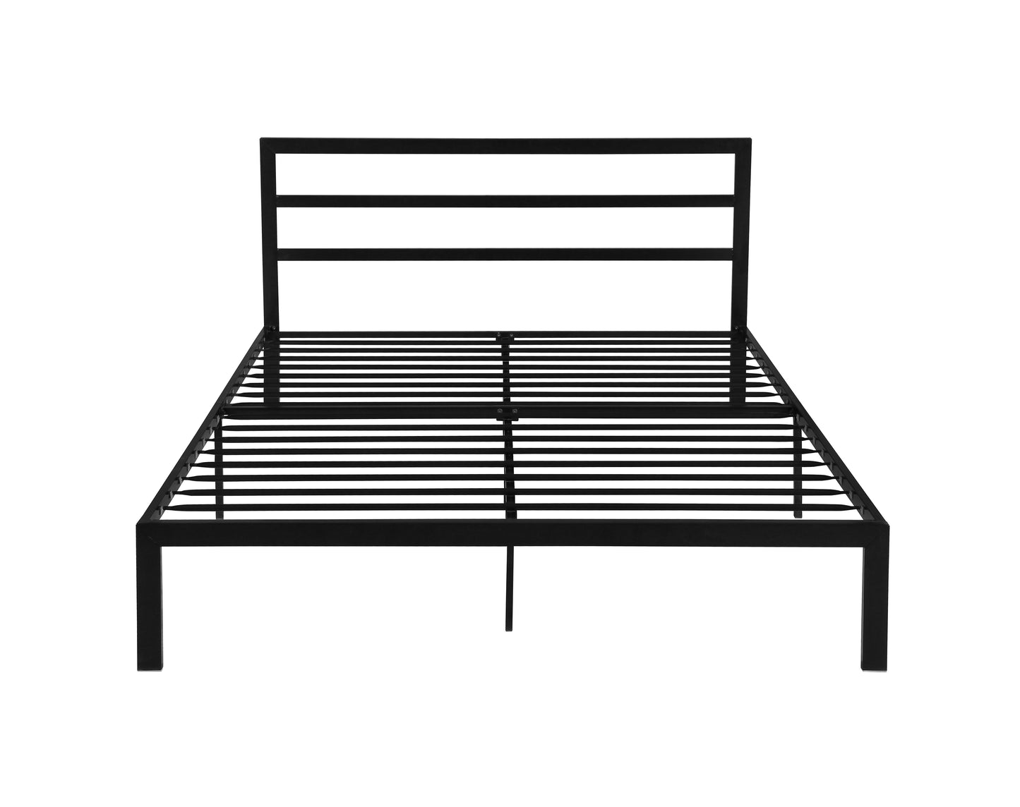 Queen Metal Bed Frame With Headboard - Black