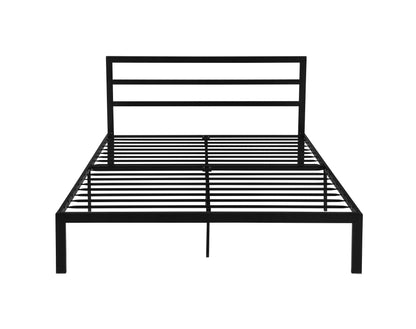 Queen Metal Bed Frame With Headboard - Black